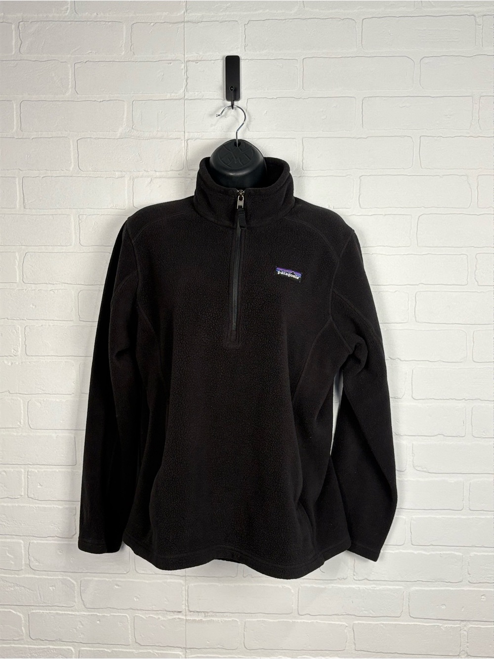 Patagonia Women Synchilla Fleece Pullover Black L Quarter Zip Jacket